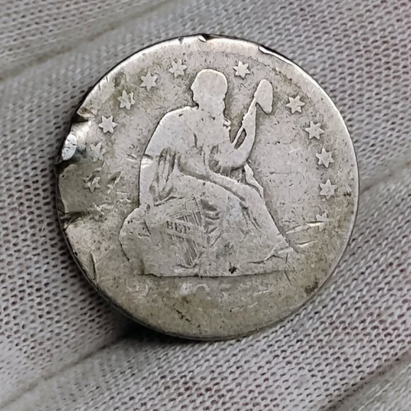 Vintage 1855 Seated Liberty Quarter 25 Cents Key Date Antique US Silver Coin - Picture 3 of 7